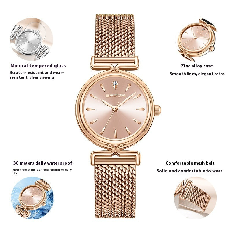Damen Retro Mesh Armband Uhr Outdoor All-Matching