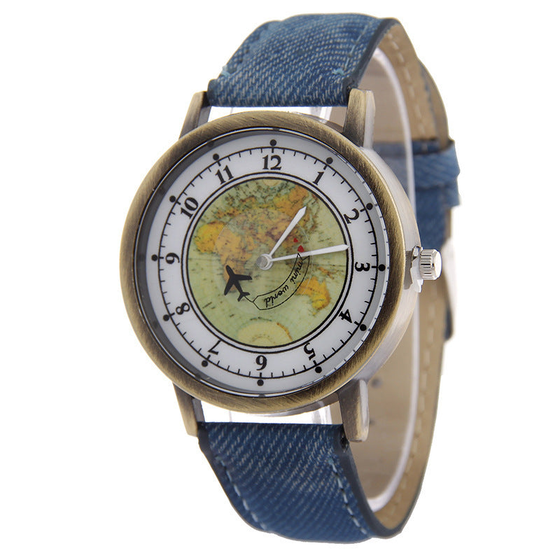 Flugzeug-Sekundenzeigeruhr mit Canvasarmband