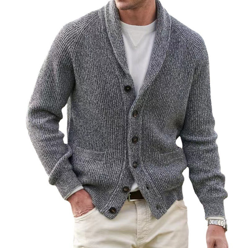 Herrenpullover Einfacher, verdickender Cardigan-Mantel