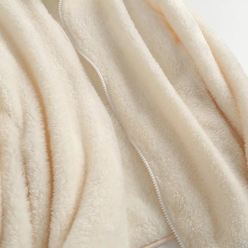 Damen Plüsch Fleece Reißverschlussjacke Langarm