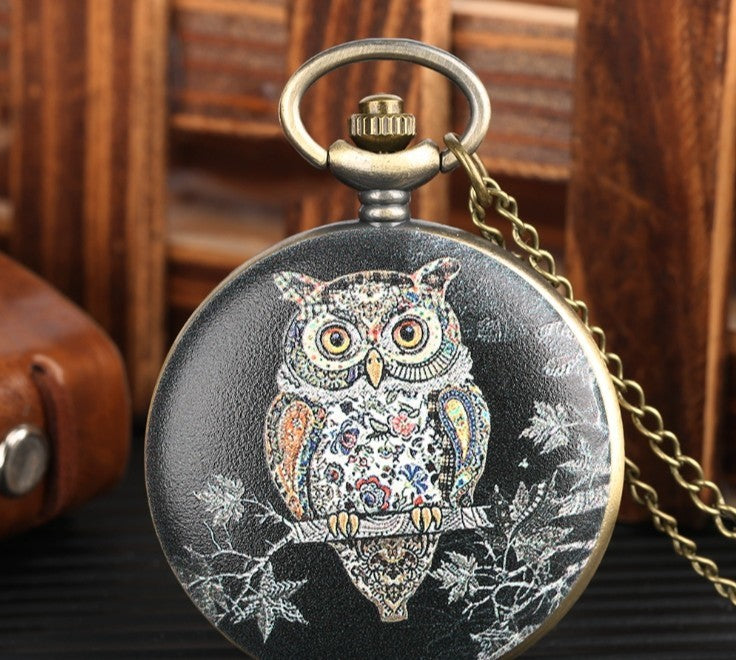 Flip Cartoon Eule Muster Taschenuhr Nette Student