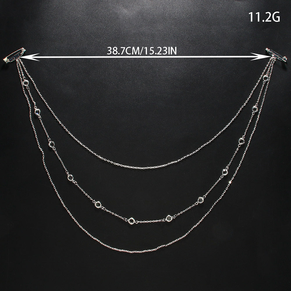 Mehrschichtige rückenfreie Rückenkette mit Diamanten besetzte, einfache Körperketten für Damen
