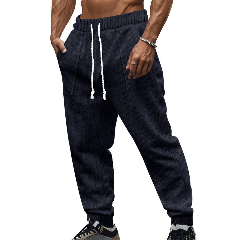 Europäische und amerikanische Herbst- und Winter-Herren-Strickhose aus Tiha, lässig, atmungsaktiv, Sporthose in Übergröße mit Kordelzug