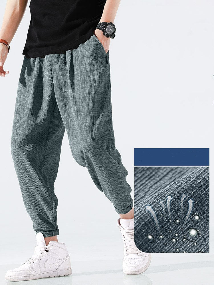 Lockere, lässige, gestrickte, verkürzte, schnelltrocknende Hose aus Leinen