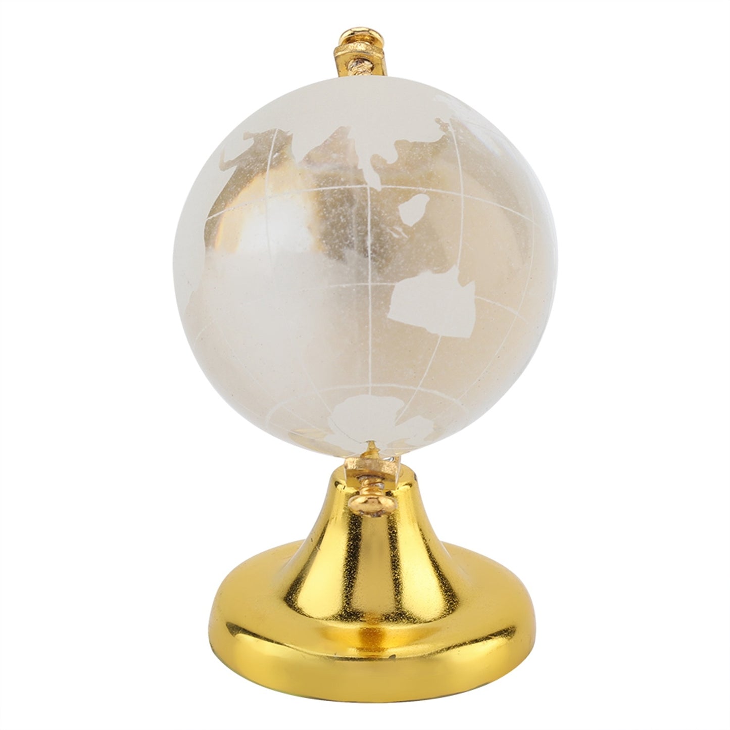 Runder Globus mit Weltkarte, Kristallglaskugel, Dekoration für Zuhause und Büro, Geschenk (Golden)