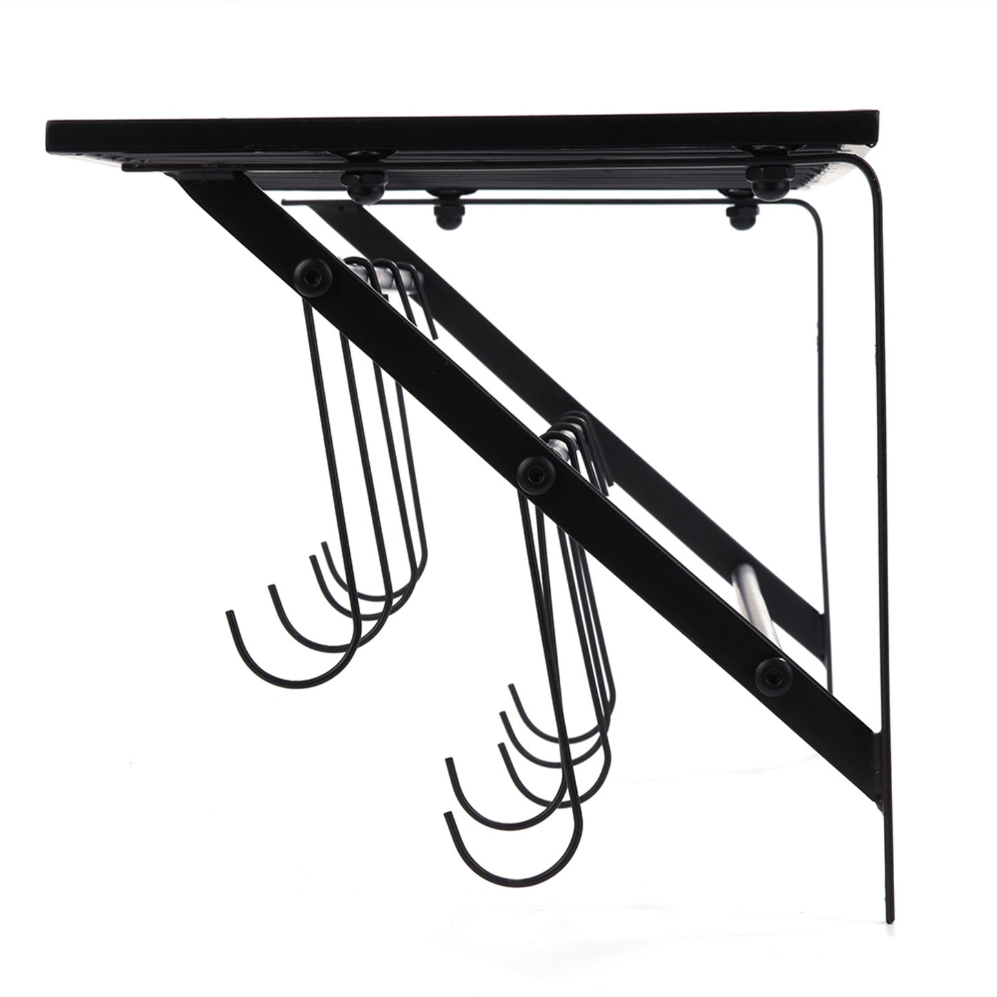 Black Metal Hanging Pan Pot Rack Wall Mounted with 10 Hooks Kitchen Storage Organizer