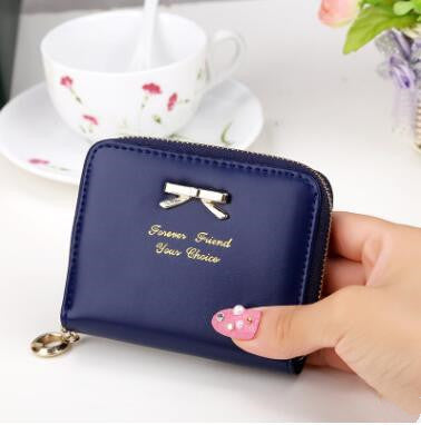 Kurze Clutch mit Schleife für Damen, mit Reißverschluss, Münzgeldbörse