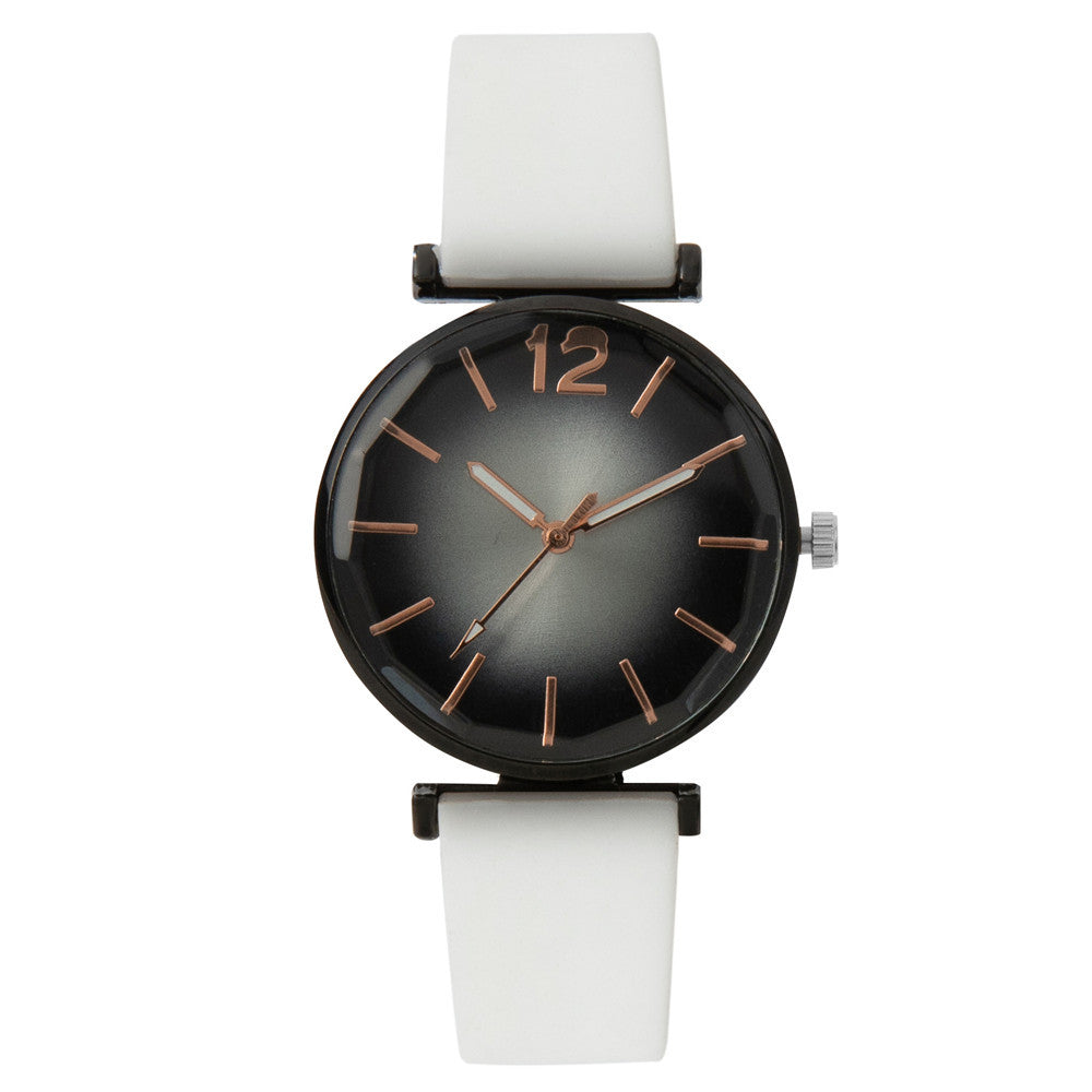Modische Armbanduhr für Damen mit Farbverlauf und Silikonarmband