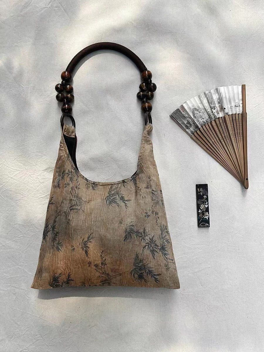 Neu Guo Feng Neue Chinesische Stil Wasser Muster Bambus Blatt Druck Zen Cheongsam Alte Stil High-end Satchel