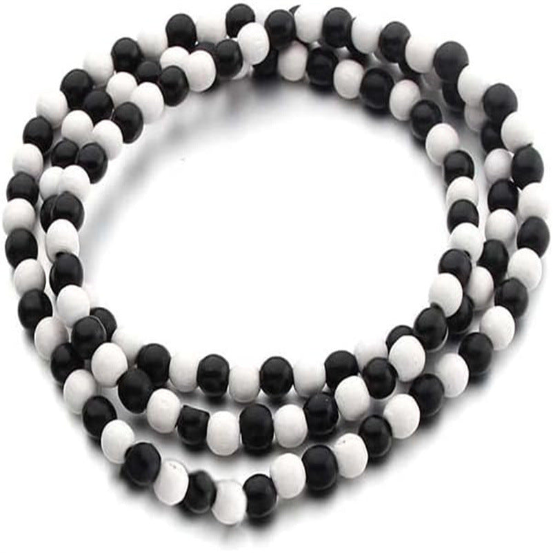 Französischer königlicher Stil, 8 mm, mehrfarbige Holzperlen, gewebte Halskette, langes DIY-handgefertigtes Ornament
