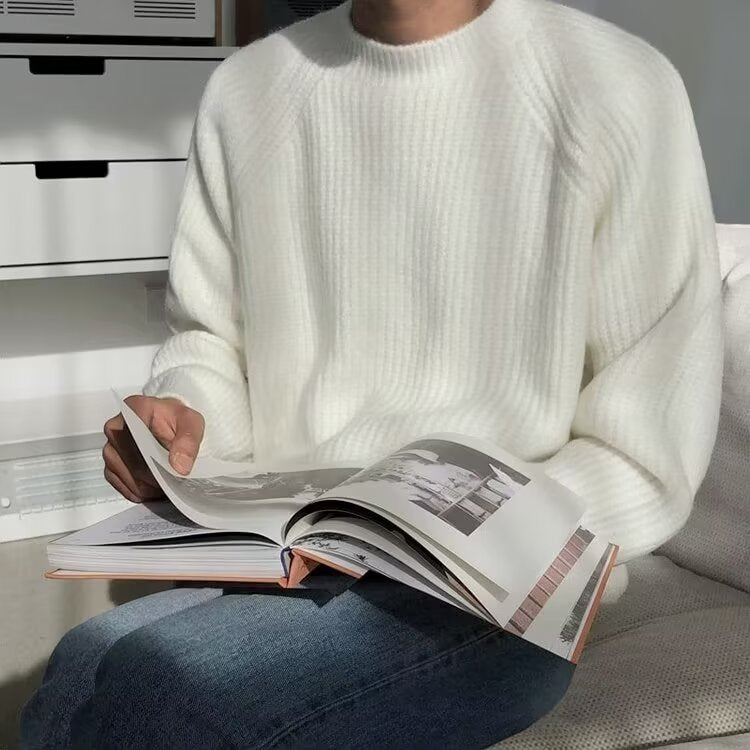 Pullover für Herren im Retro-Stil mit Rundhalsausschnitt und vertikalem Muster