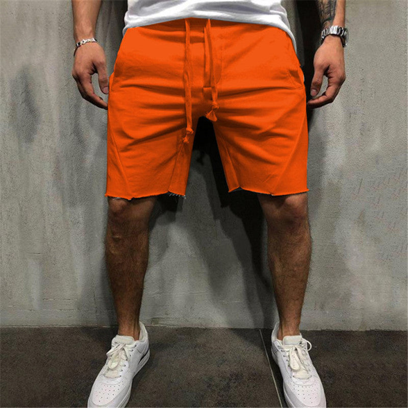 Europäische und amerikanische Fitness-Shorts für Herren in Volltonfarbe