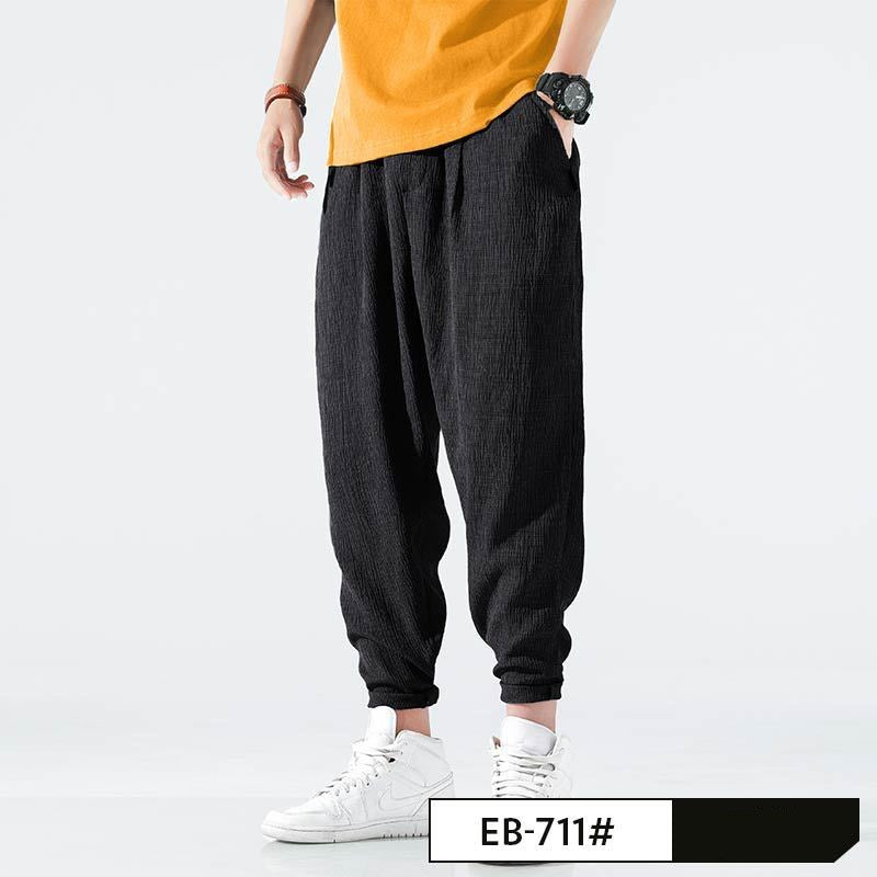 Lockere, lässige, gestrickte, verkürzte, schnelltrocknende Hose aus Leinen