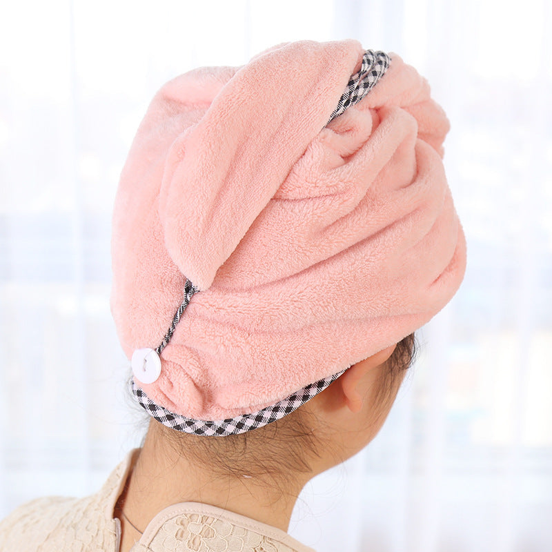 Thick Absorbent Hair Caps Coral Fleece Cute Turban