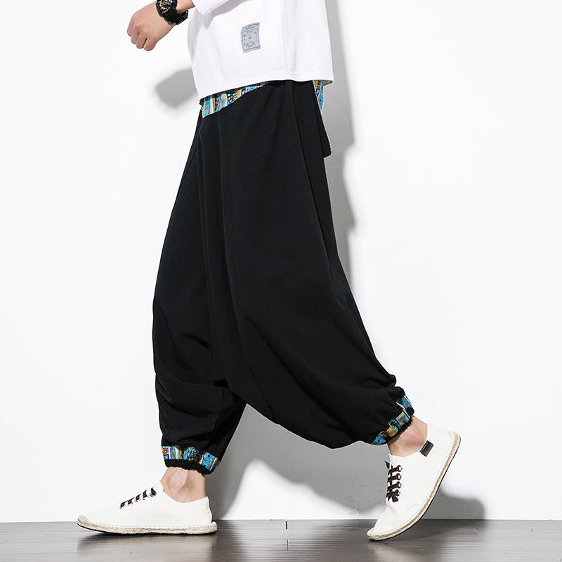 Herrenhose Ethno-Stil Retro Nepalesische Hosenträgerhose Herren Weit