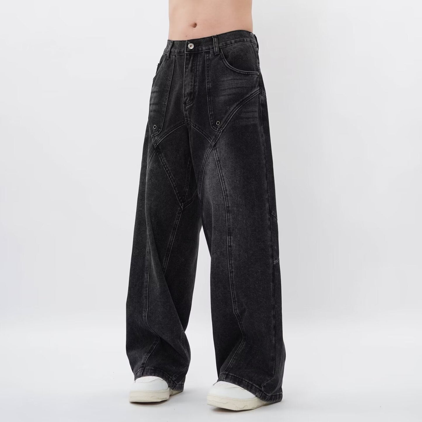 Modische Herrenhose mit weitem Bein und lockerer Passform