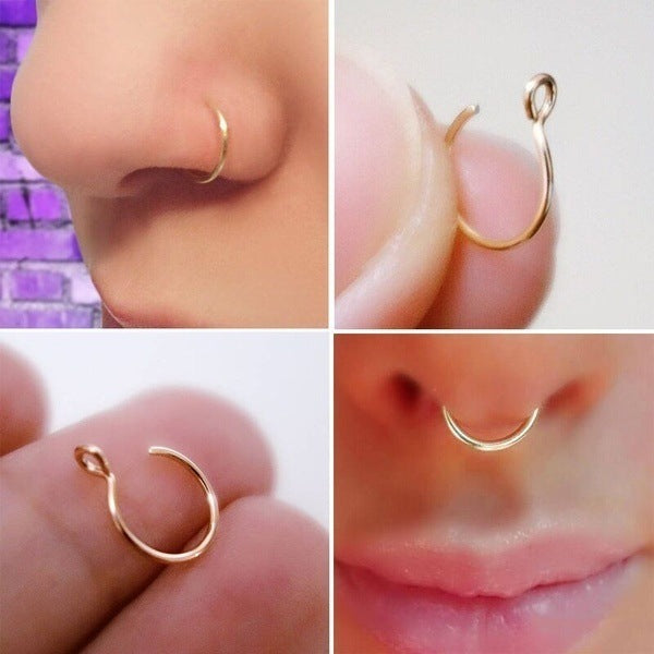 Nicht durchdringender Nasenring, plattiert, 14 Karat Gold, Nasenstecker