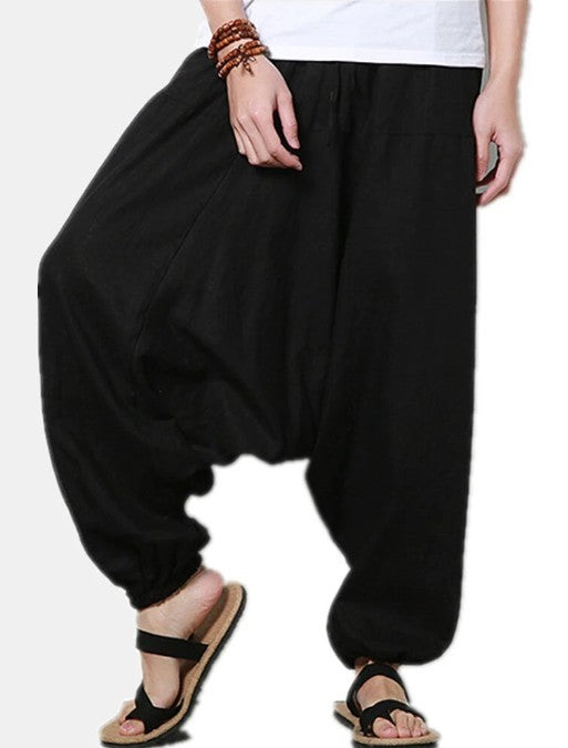 Lockere, lässige Baggy-Hose aus Baumwolle und Leinen für Herren