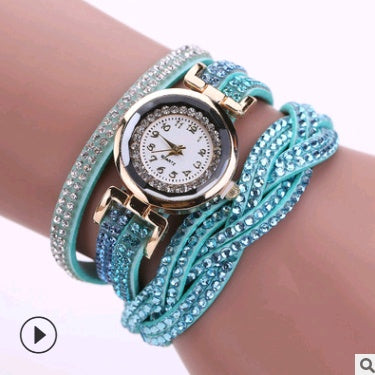 Modeuhr Damenmodeuhr, Diamant gedrehte PU-Gurtwickelmodeuhr