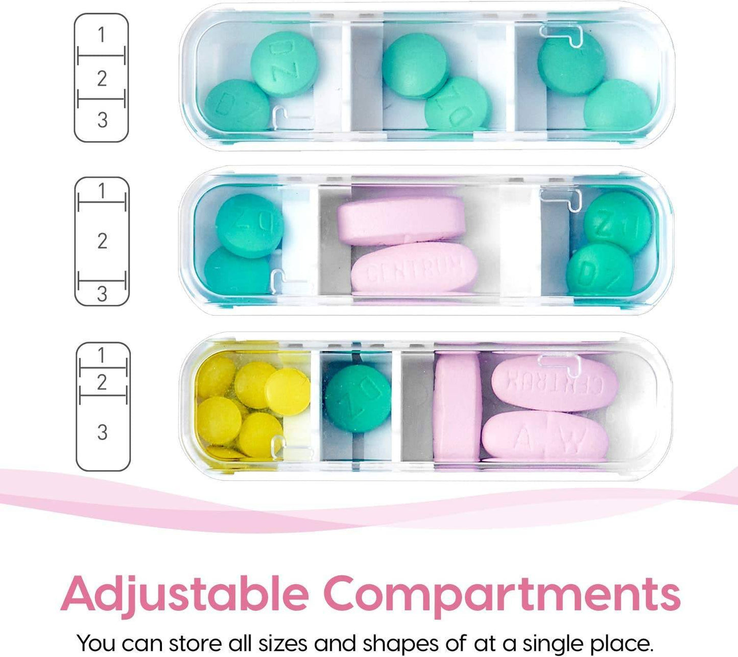 Femometer Pillendose 7 Tage Pillendose mit PU-Leder 7 Tage 3 Fächer
