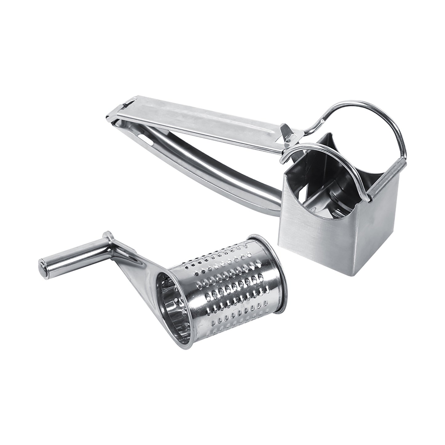 Multifunctional Kitchen Craft Rotary Stainless Steel Cheese Grater 1 Drums Slice Shred Tool