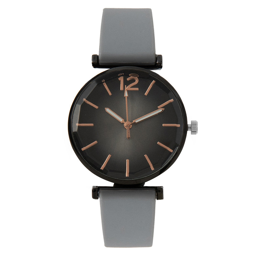 Modische Armbanduhr für Damen mit Farbverlauf und Silikonarmband