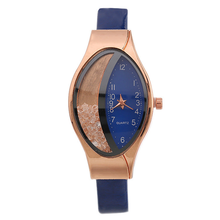 Uhr Augenform Damen Quarzuhr WISH Turn Bead Quicksand Gürteluhr