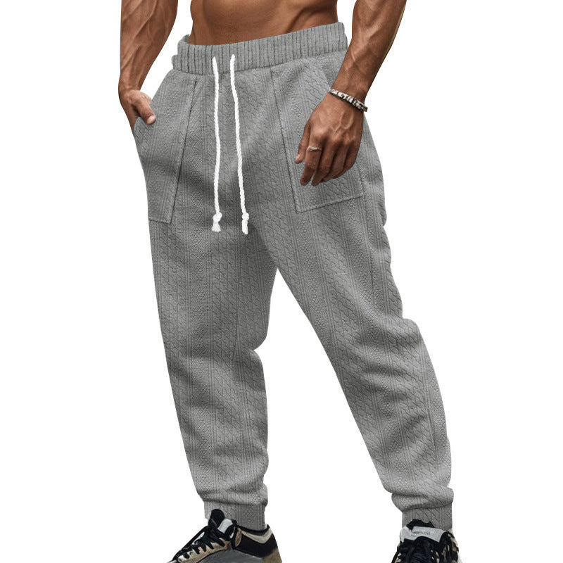 Europäische und amerikanische Herbst- und Winter-Herren-Strickhose aus Tiha, lässig, atmungsaktiv, Sporthose in Übergröße mit Kordelzug
