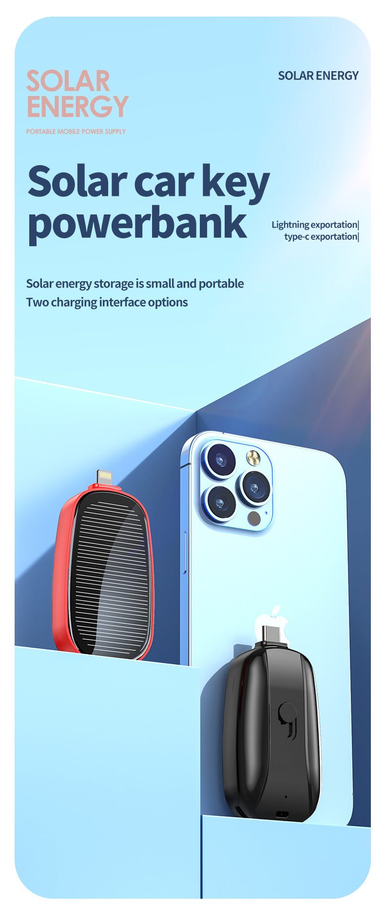 Mini-Solar-Notladegerät, tragbares kabelloses Netzteil
