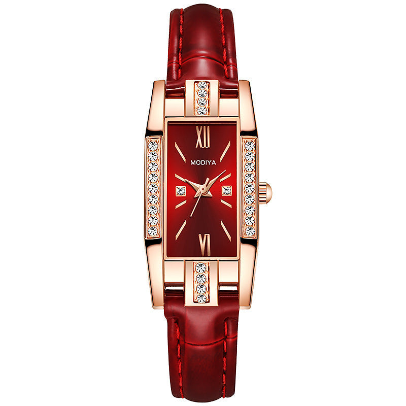 Temperament Pu Gürtel Diamant Britische Damenuhr