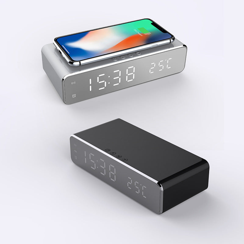 LED Elektrischer Wecker Mit Drahtlosem Ladegerät Desktop Digital Despertador Thermometer Uhr HD Spiegel Uhr Uhr Tisch Dekor