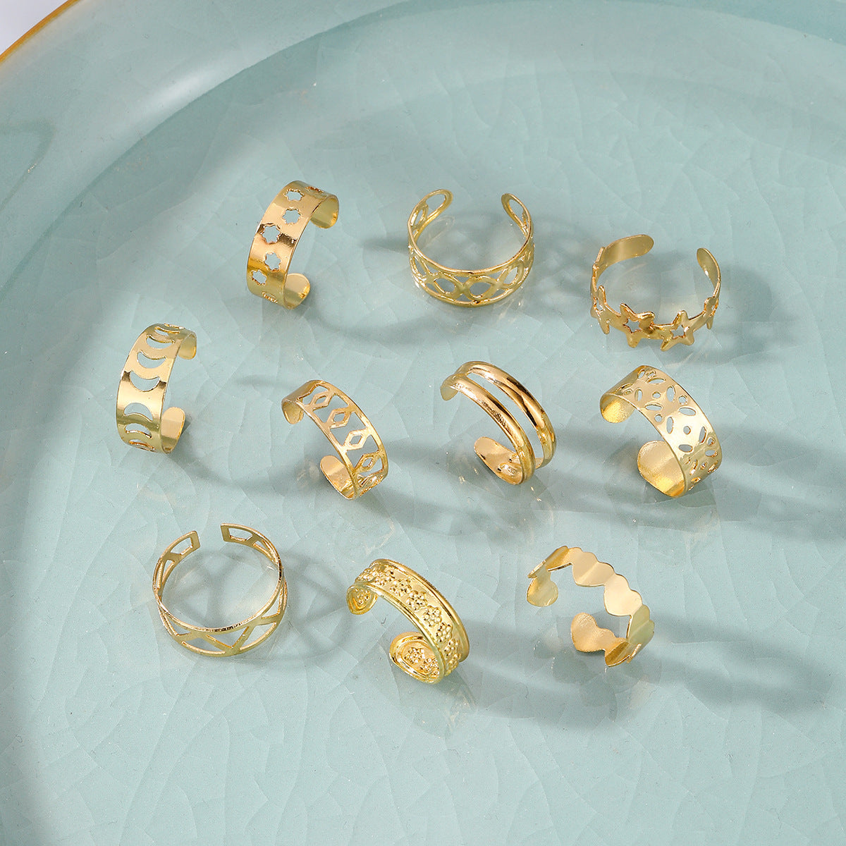 Strand Zehenring Stern Mond 10er Set