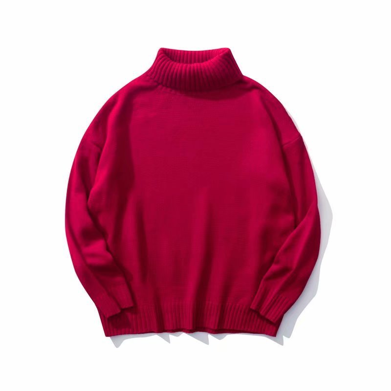 Einfache Neue Vielseitig Paar Rollkragen Pullover Retro Herbst Und Winter Neue