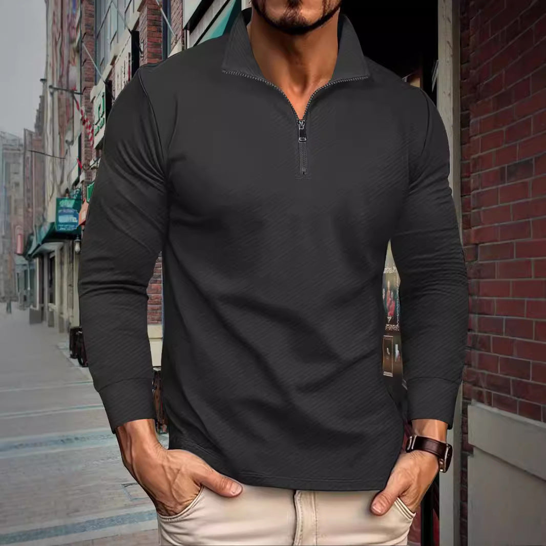 Twill Jacquard Halblangarm Reißverschluss Herren