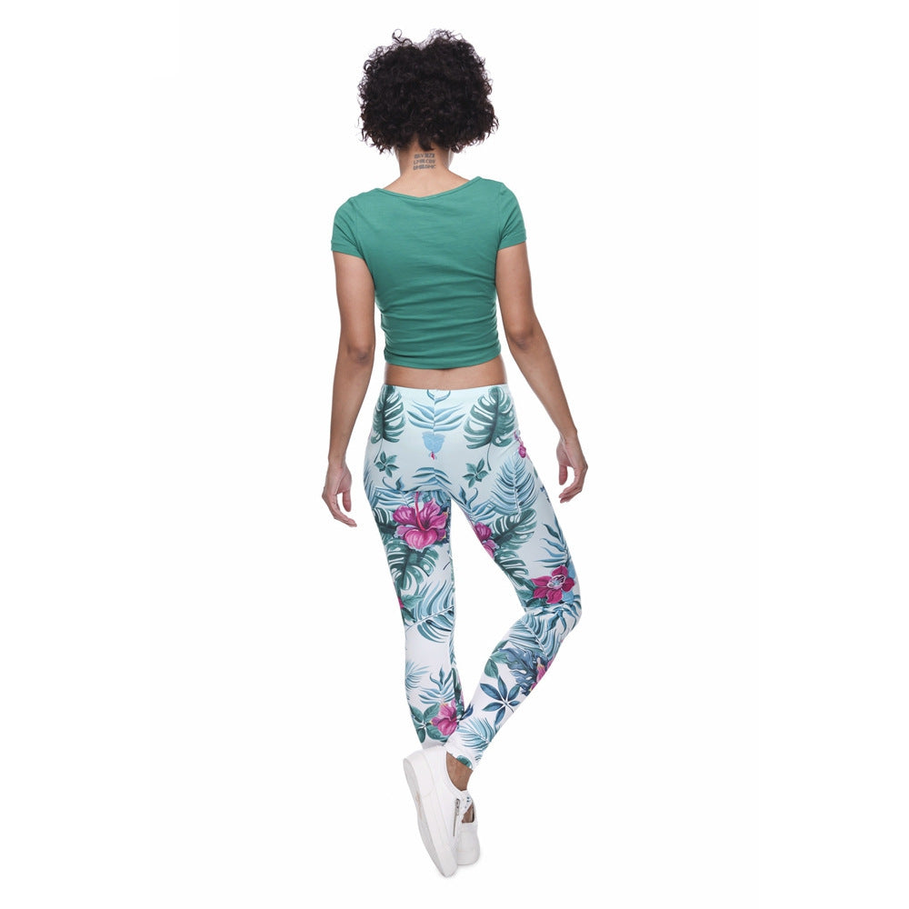 Kurze Hose mit Blatt- und Schildpatt-Blumenmuster auf der Rückseite
