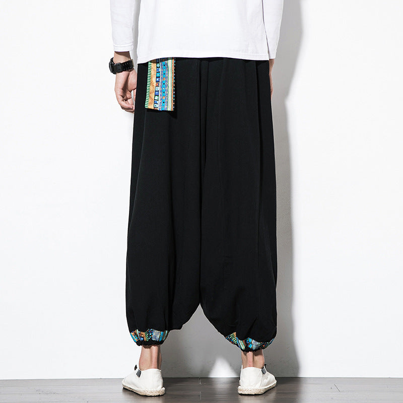 Herrenhose Ethno-Stil Retro Nepalesische Hosenträgerhose Herren Weit