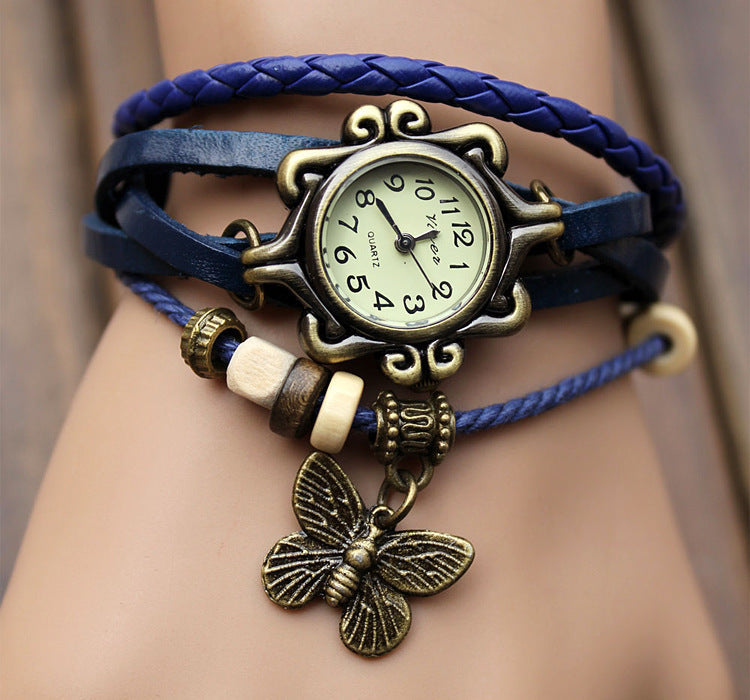 Armbanduhr mit Aufzug aus Rindsleder