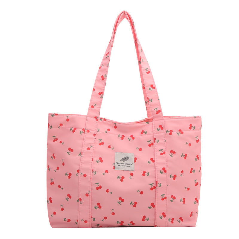 Große Umhängetasche aus Nylon mit Blumenmuster