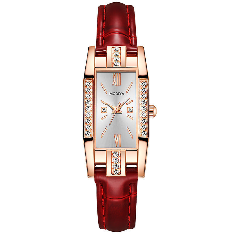 Temperament Pu Gürtel Diamant Britische Damenuhr