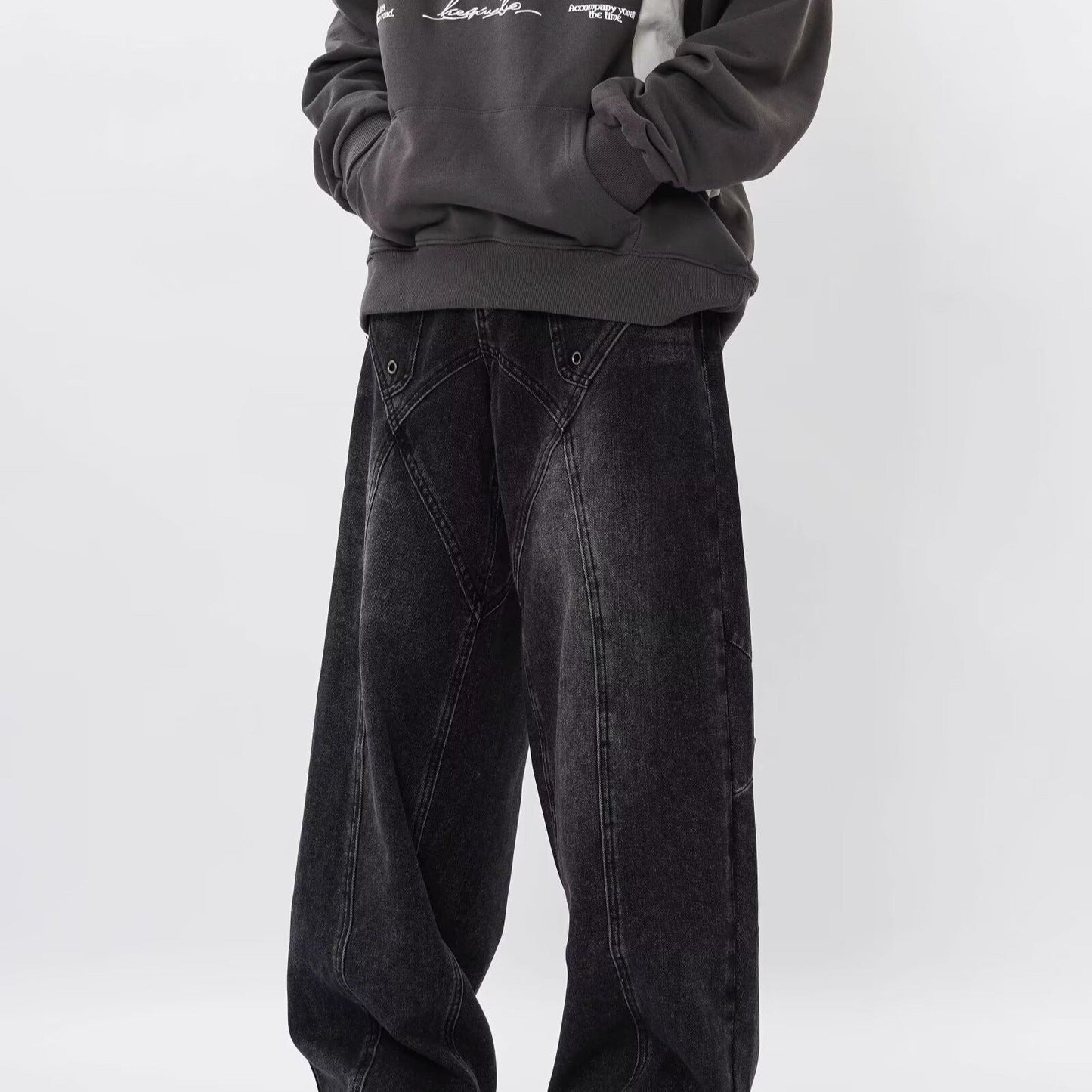 Modische Herrenhose mit weitem Bein und lockerer Passform