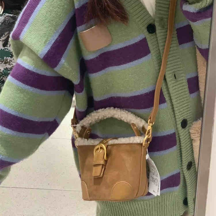 Herbst und Winter Mini-Beuteltasche aus Lammwolle