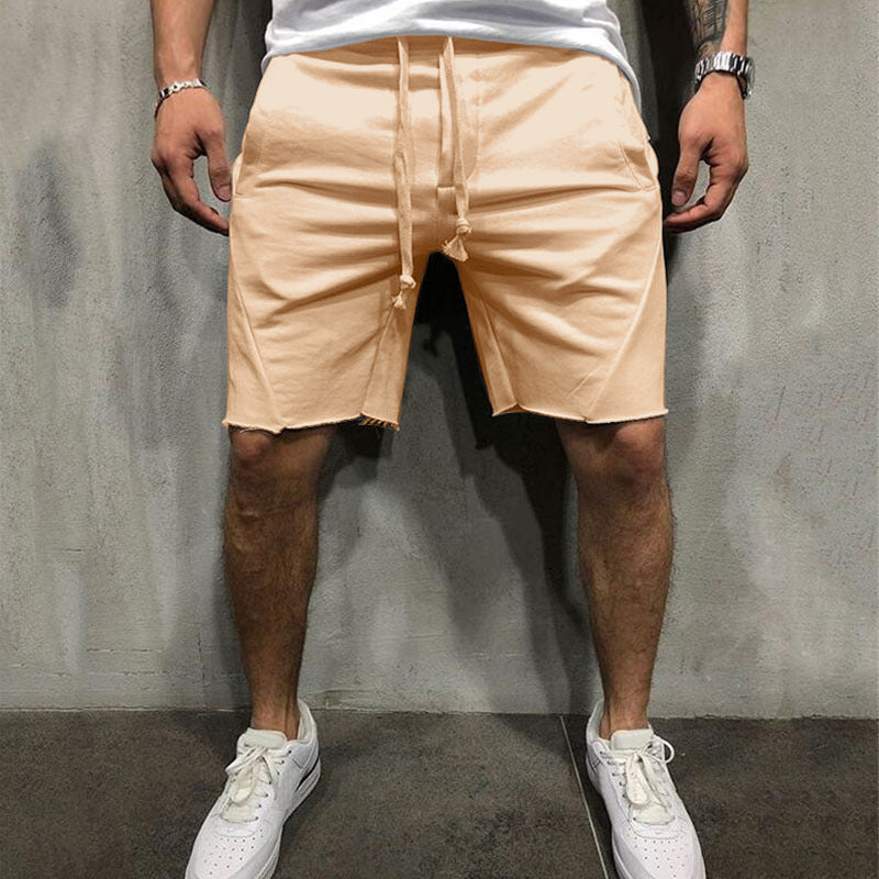 Europäische und amerikanische Fitness-Shorts für Herren in Volltonfarbe