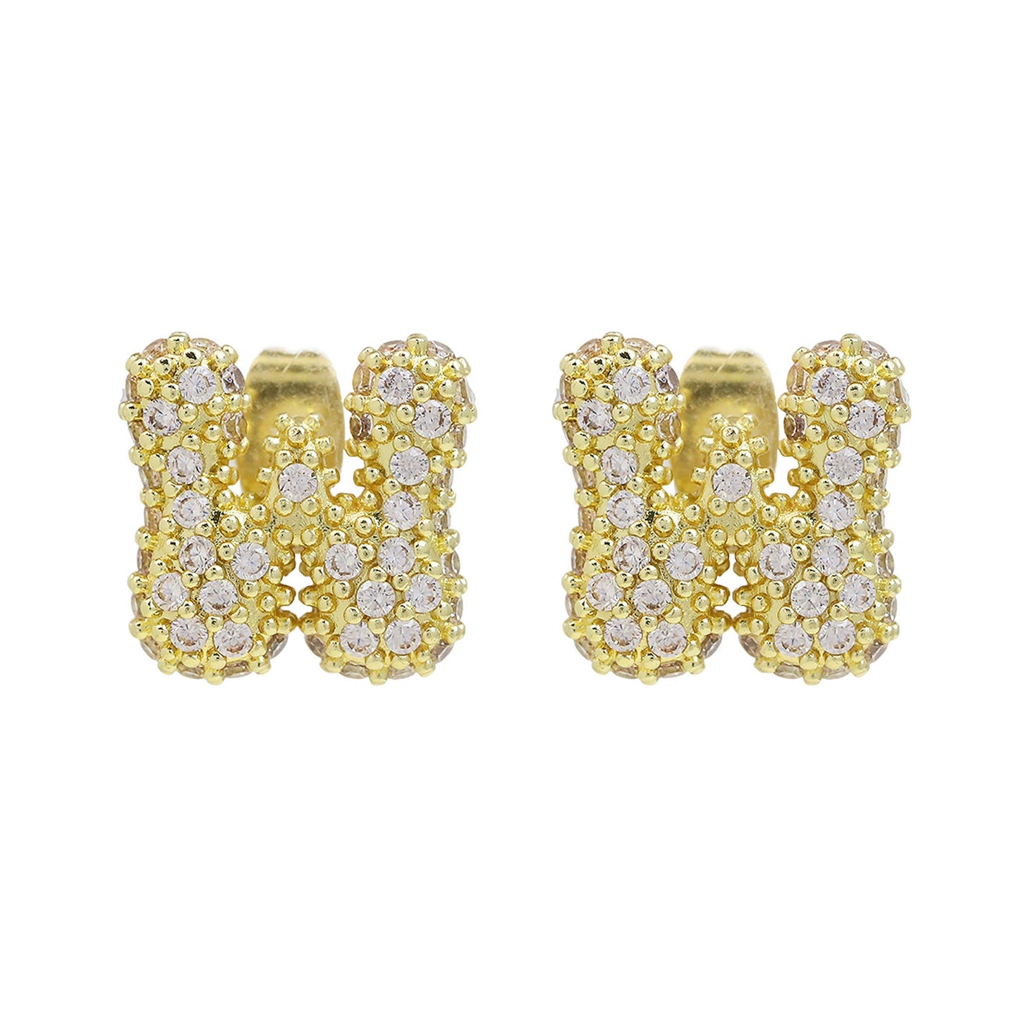 18K Brass Balloon Bubble Zircon Small Size Stud Earrings