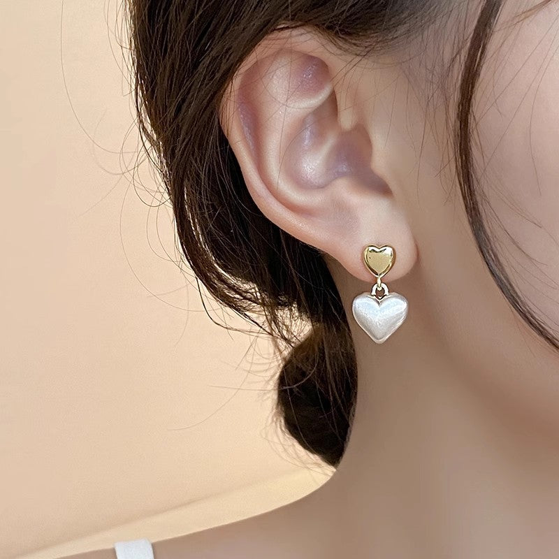 Double Love mattierte Ohrstecker für Damen