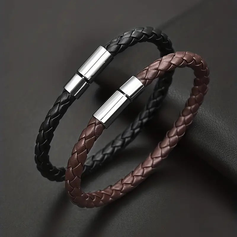 Lässiges, schlichtes Armband aus gewebtem PU-Leder