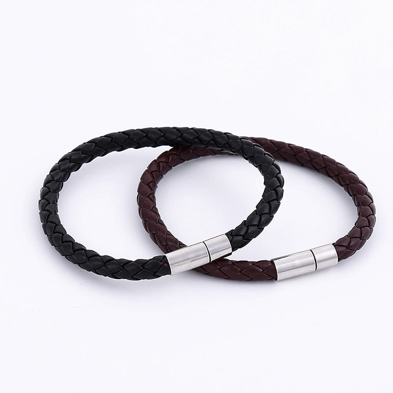 Lässiges, schlichtes Armband aus gewebtem PU-Leder