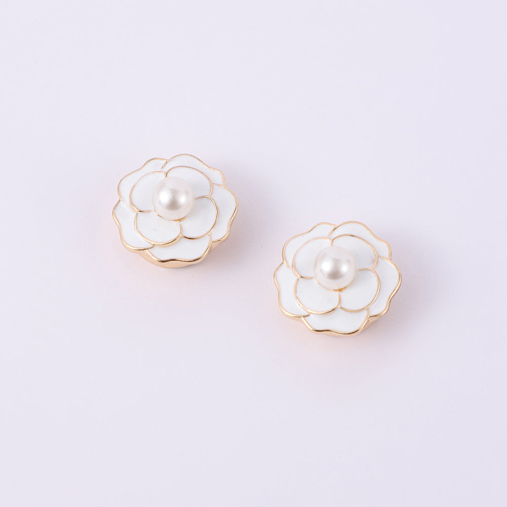 Women's Korean-style Three-dimensional Rose Pearl Cufflinks
