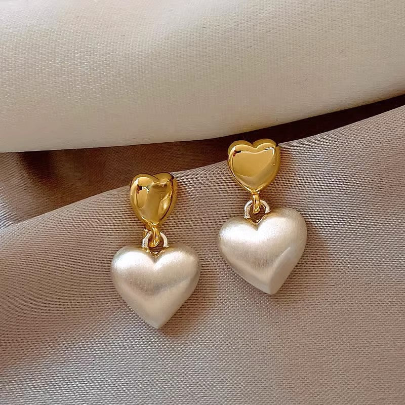 Double Love mattierte Ohrstecker für Damen