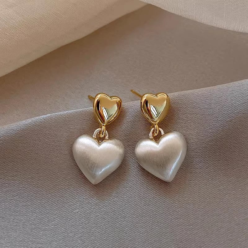 Double Love mattierte Ohrstecker für Damen