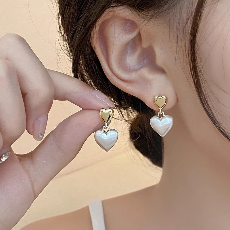 Double Love mattierte Ohrstecker für Damen